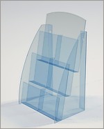 Clear plexiglass magazine rack.